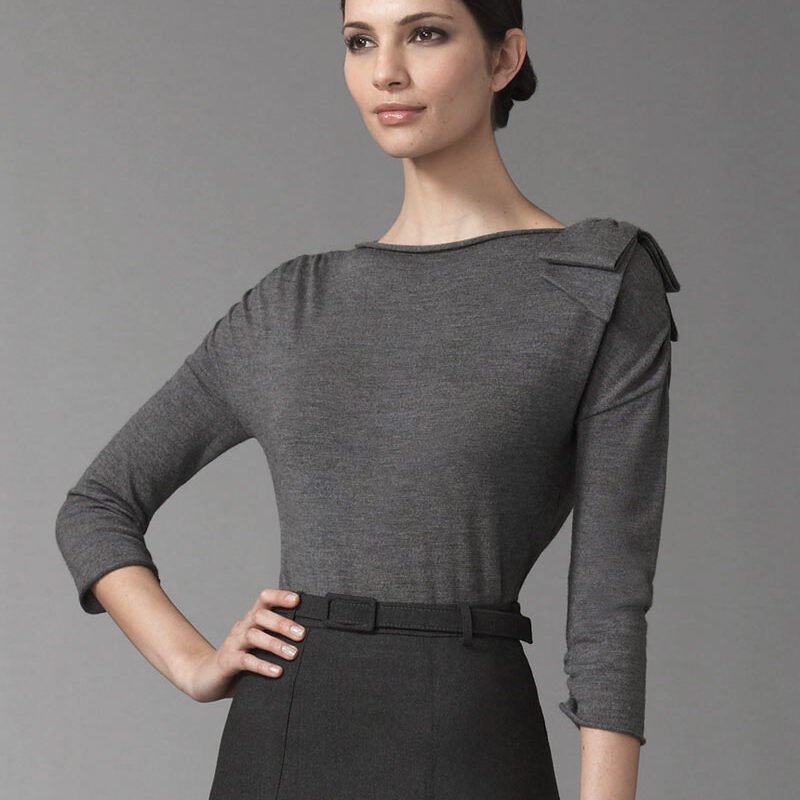 Grace Asymmetric Shoulder Wool Top