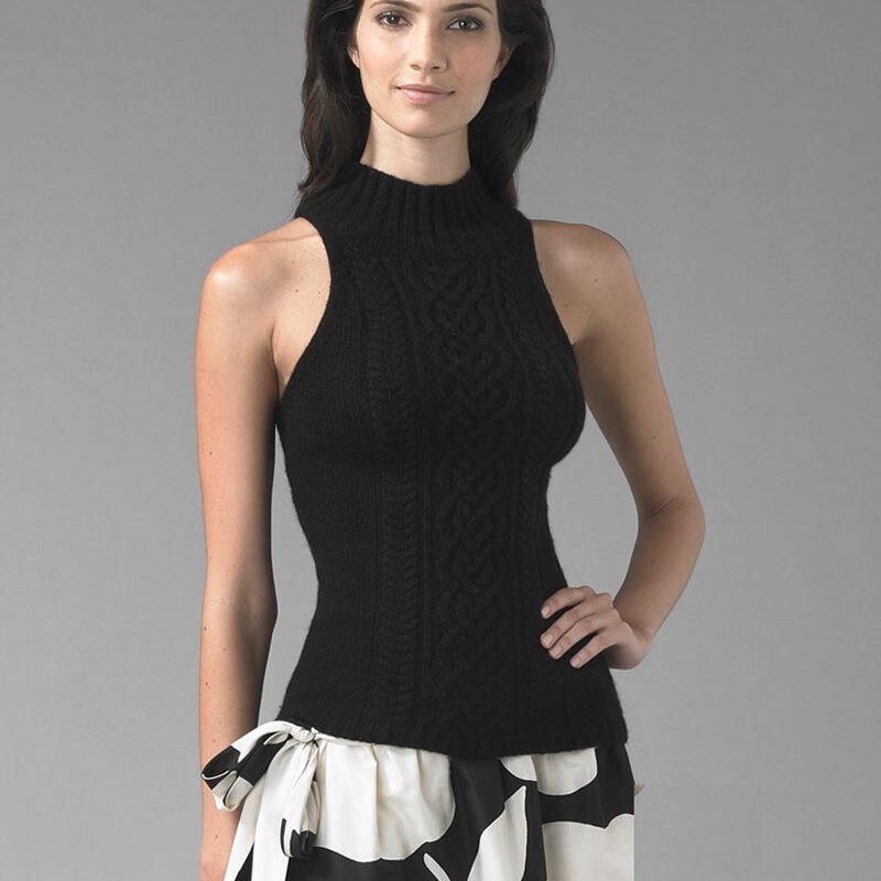 Sleek Knit High Neck Sleeveless Top