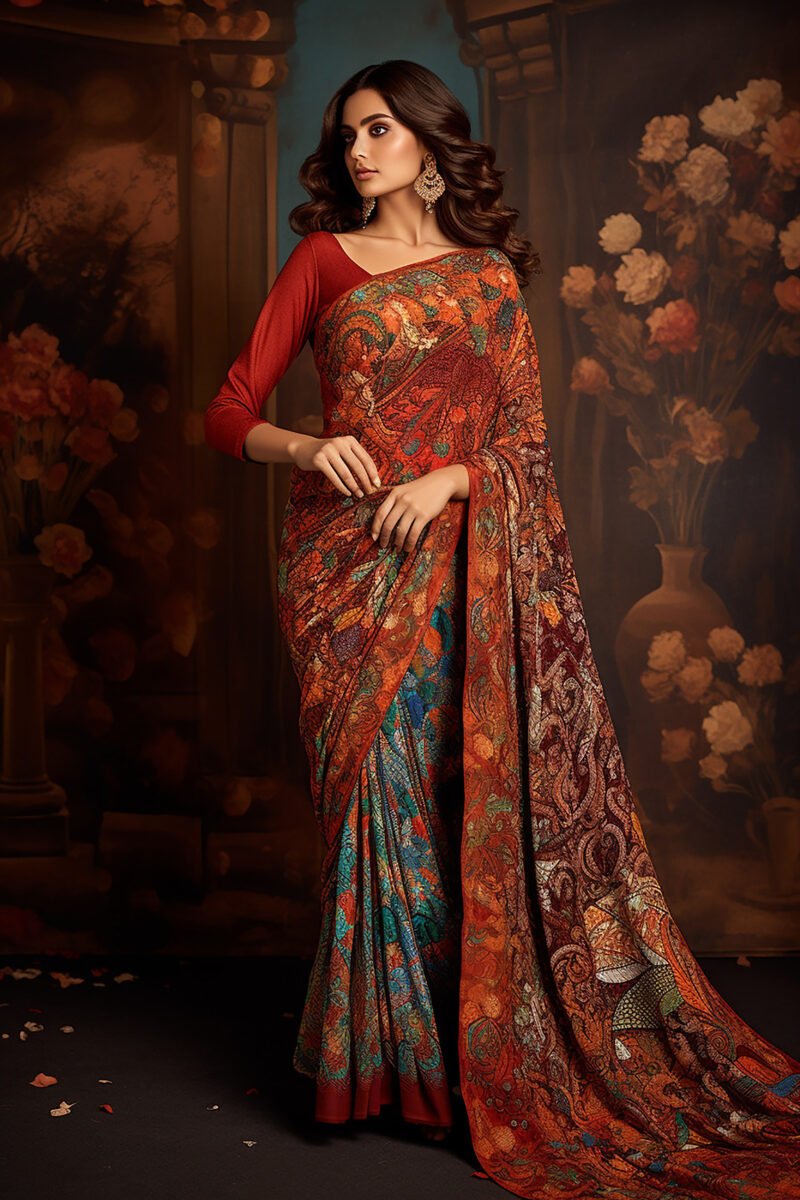 Mystic Maroon Heritage Saree