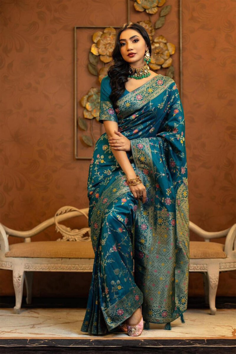 Twilight Silver Silk Saree