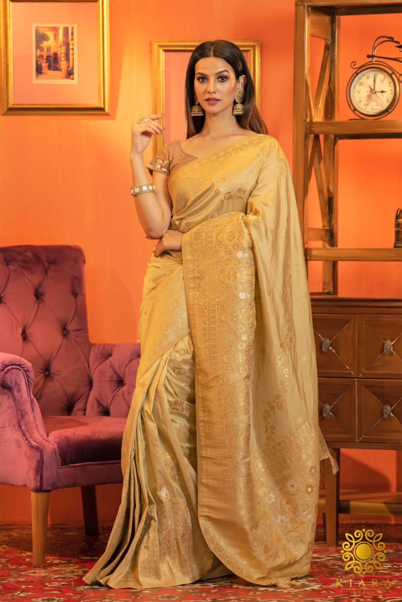 Emerald Elegance Woven Saree