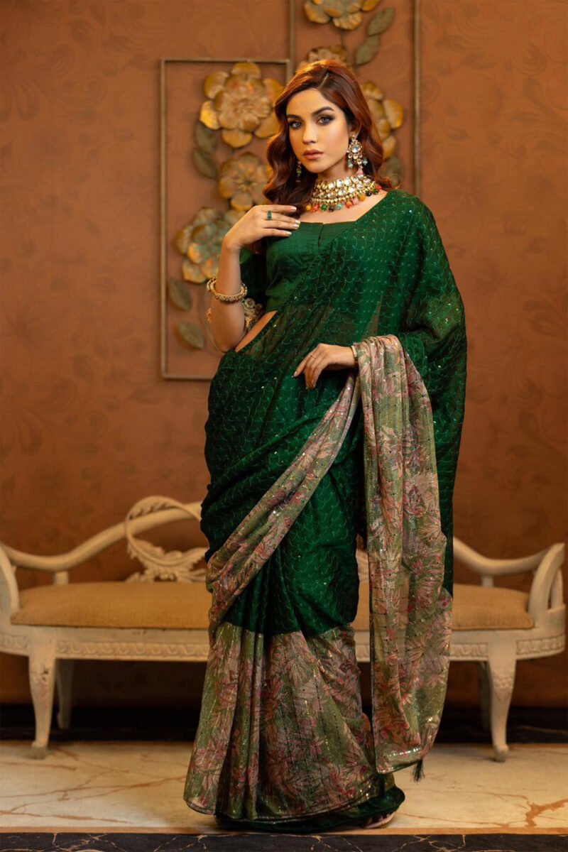 Emerald Grace – Designer Saree