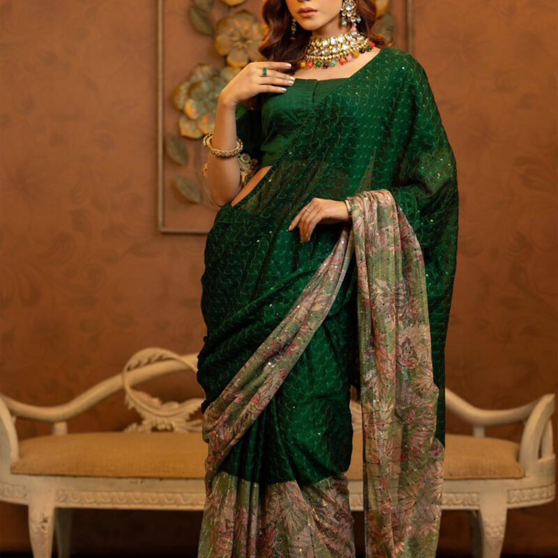 Emerald Grace – Designer Saree