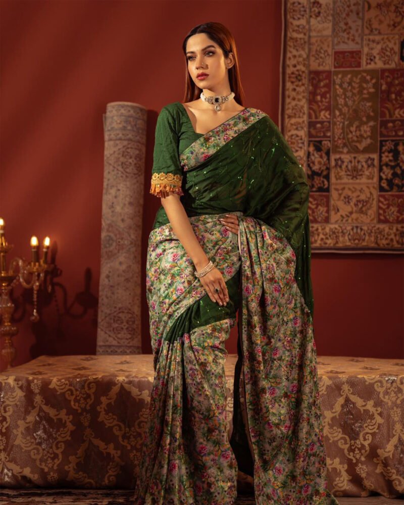 Meadow Bloom – Floral Georgette Saree