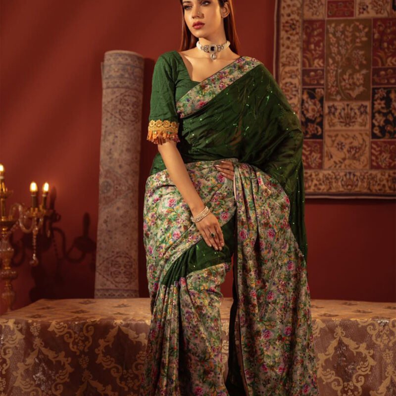Meadow Bloom – Floral Georgette Saree