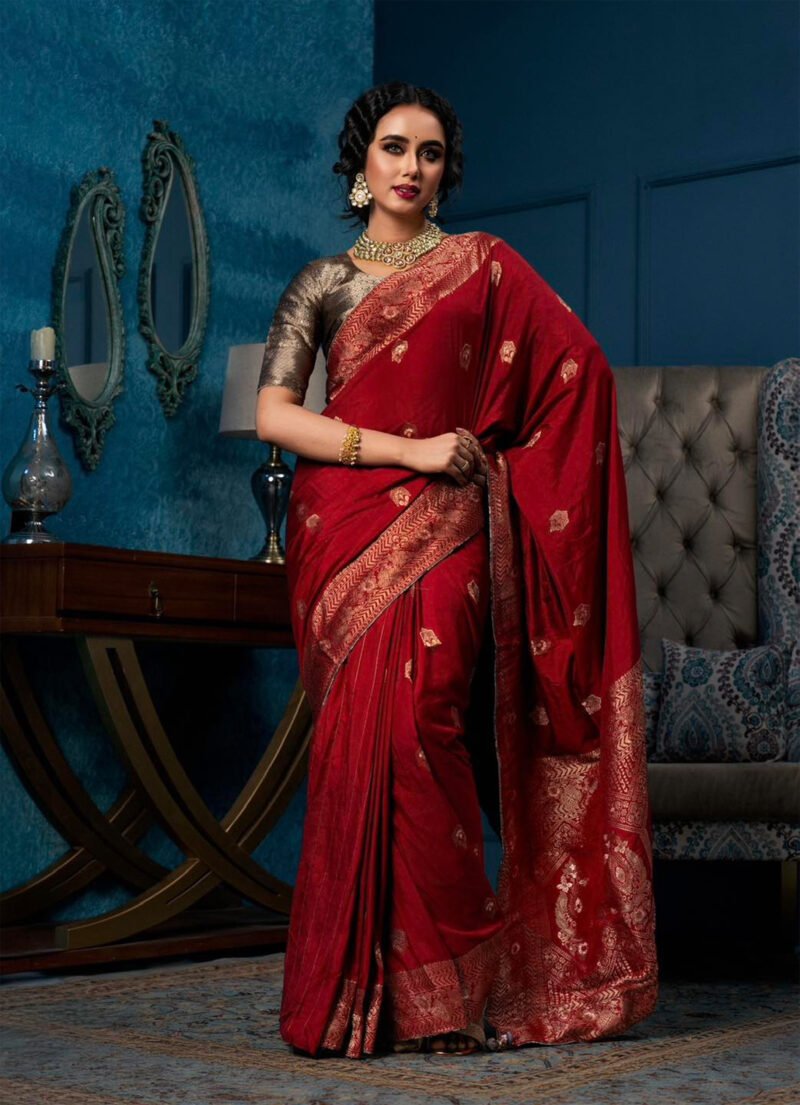 Crimson Elegance – Banarasi Silk Saree