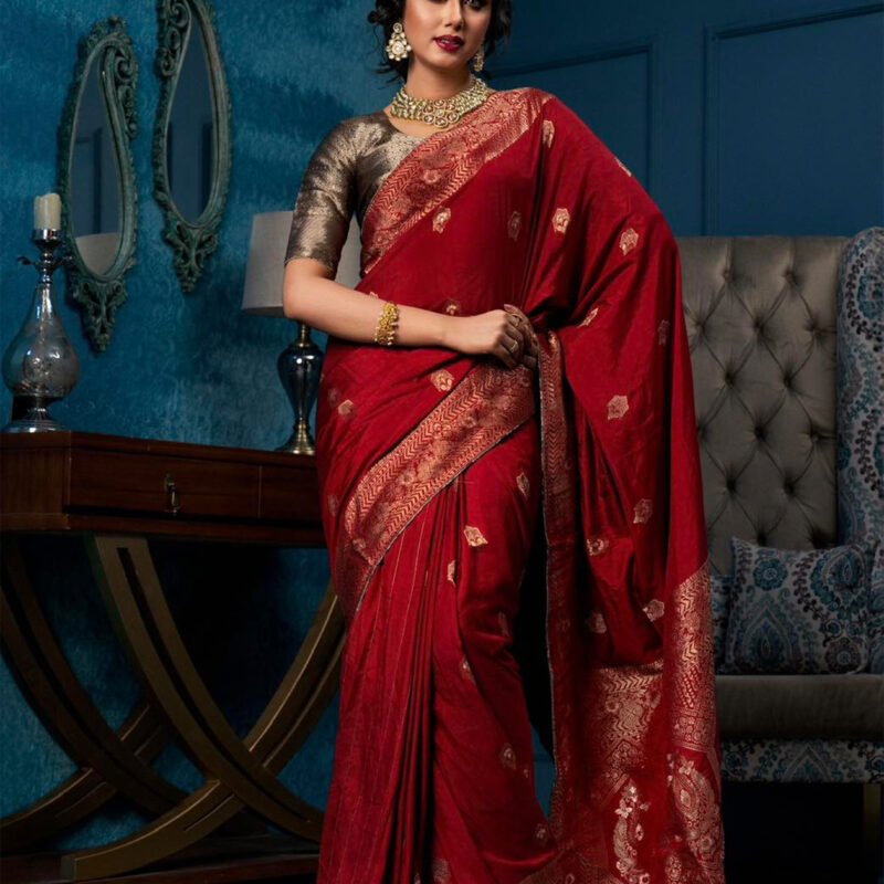 Crimson Elegance – Banarasi Silk Saree