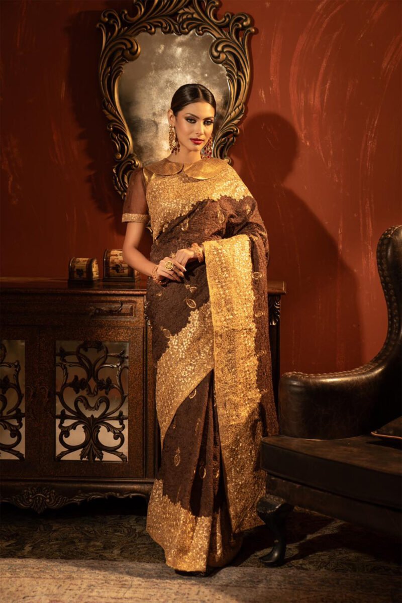 Royal Bronze Sequin Saree