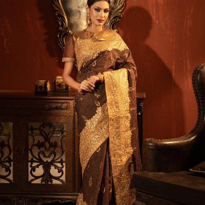 Royal Bronze Sequin Saree