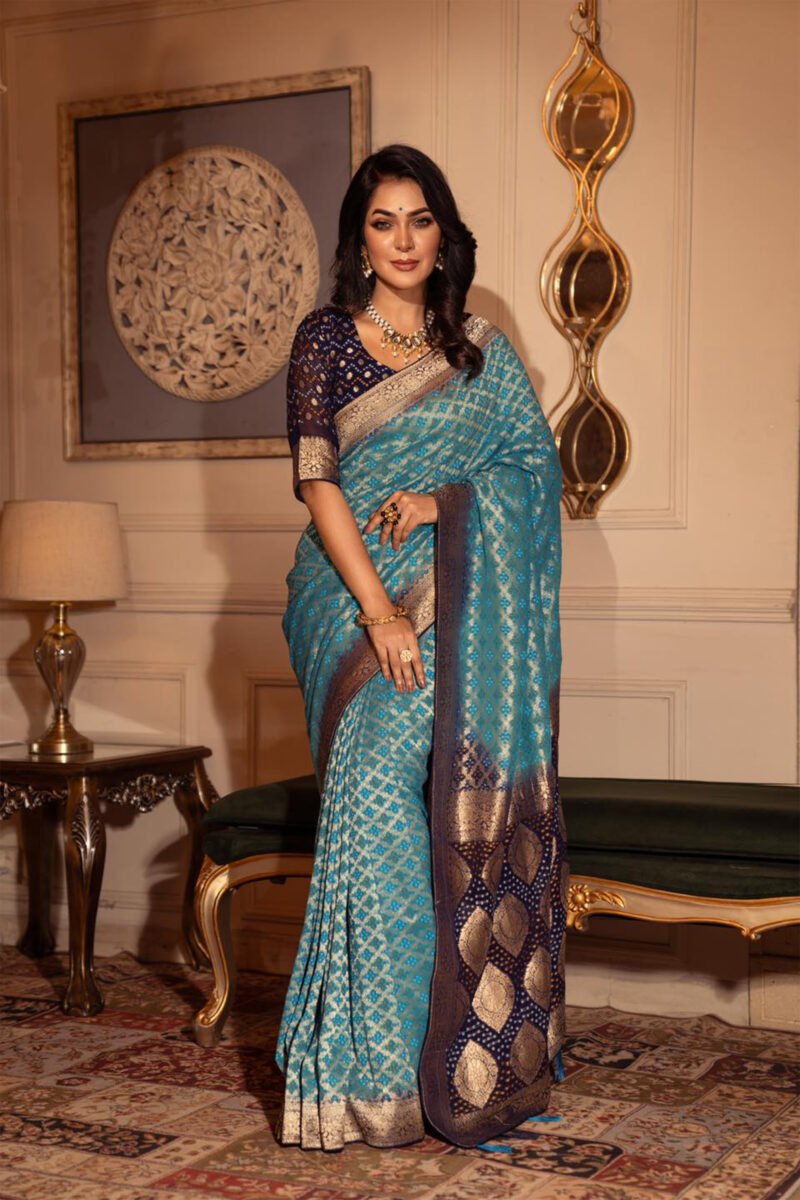 Azure Royalty – Kanjivaram Silk Saree