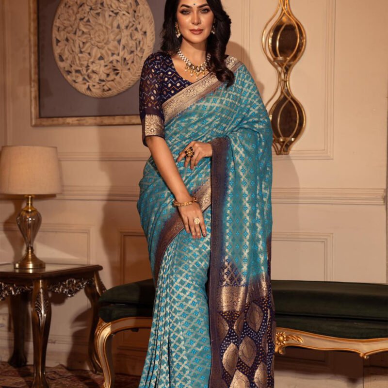 Azure Royalty – Kanjivaram Silk Saree
