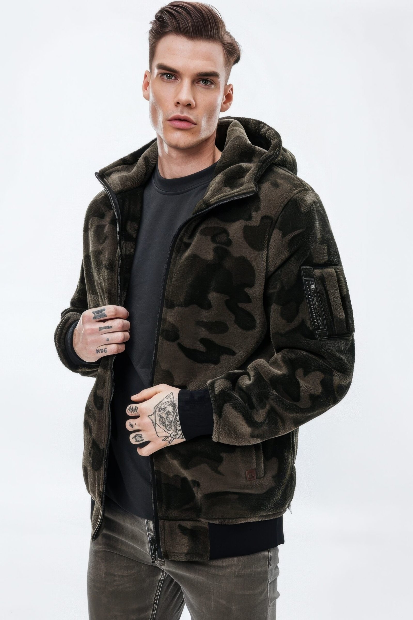 Tactical Fleece Camo Hoodie Jacket