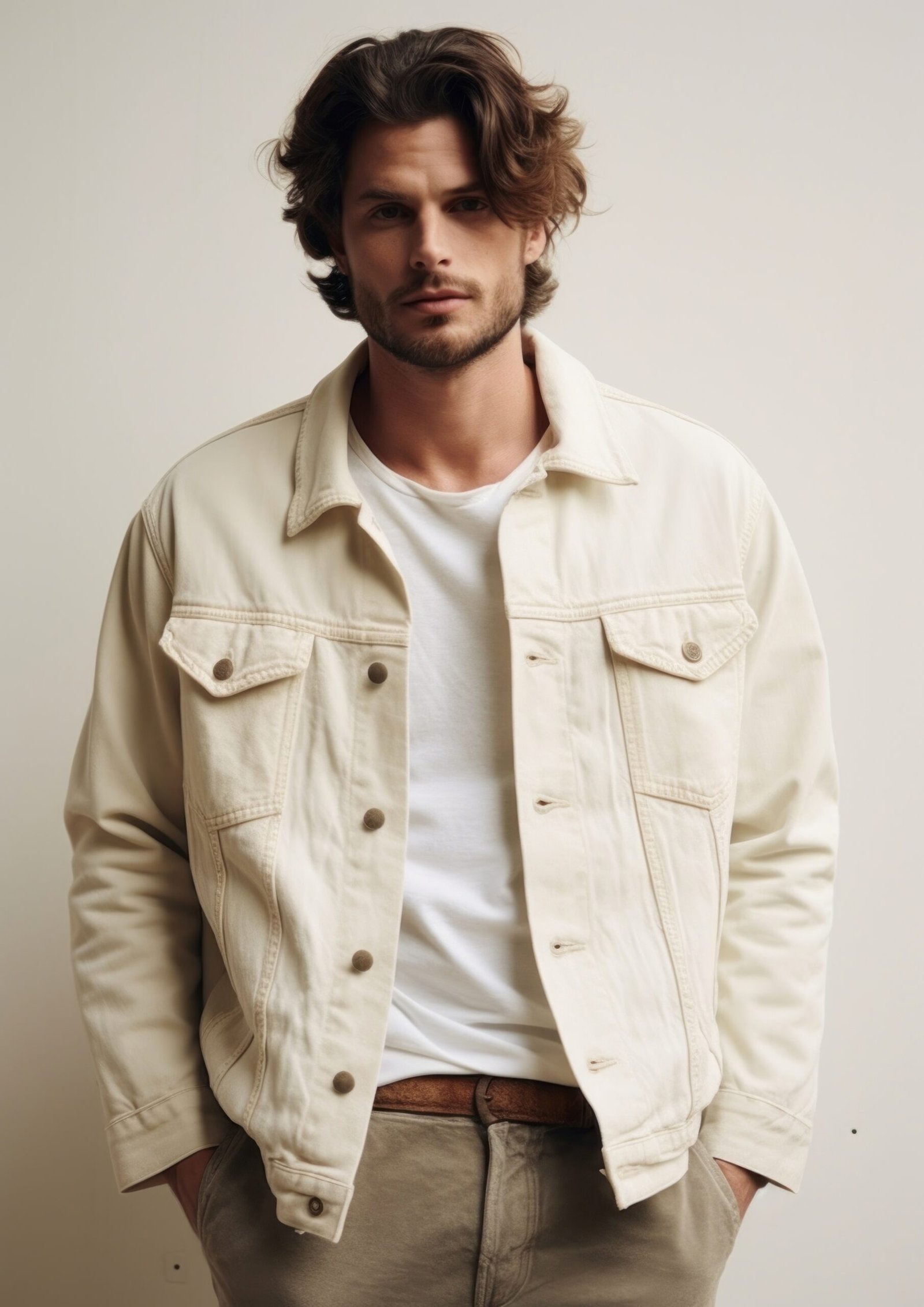 Classic Cream Denim Jacket