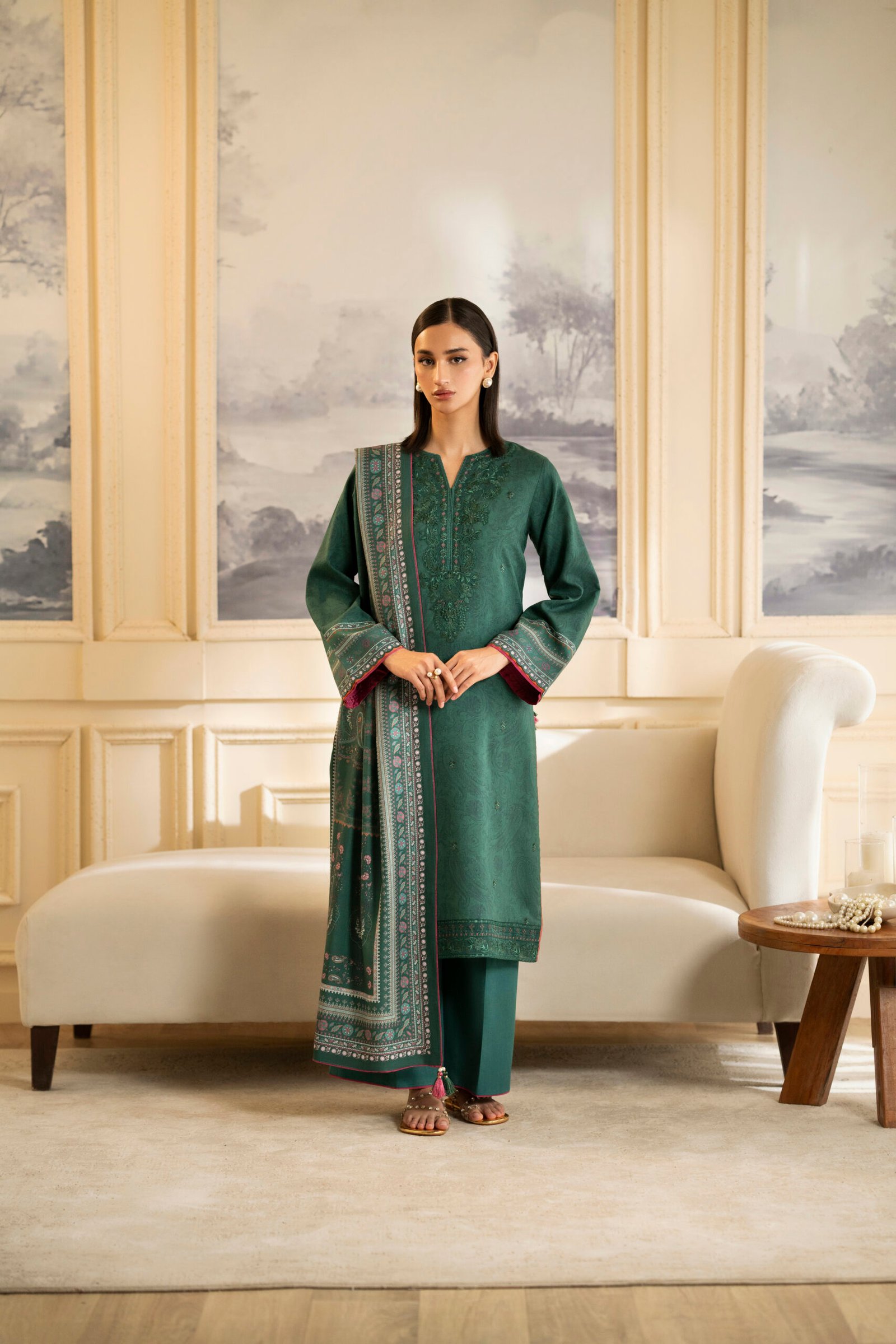 Emerald Green Embroidered Formal Suit