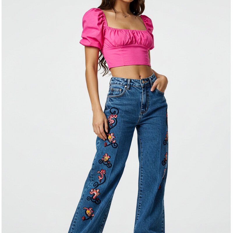 ThreadArt Boho Embroidered Denim