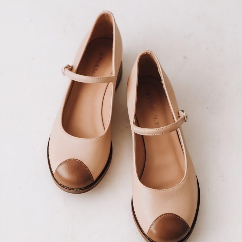 Nude Mary Jane Flats