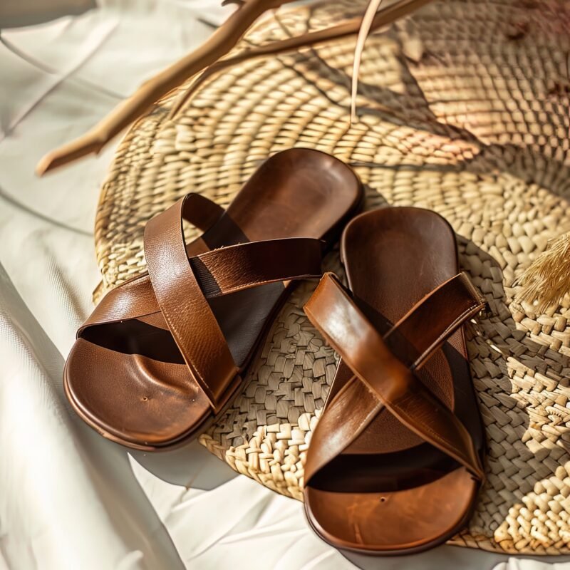 Coastal Crossover Leather Sandals