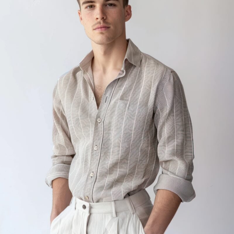Minimalist Linen Striped Shirt