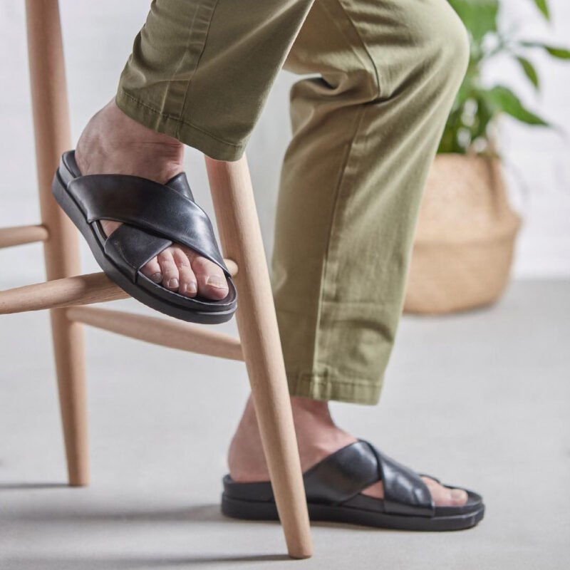 CrossBand Luxe Comfort Sandals – Black