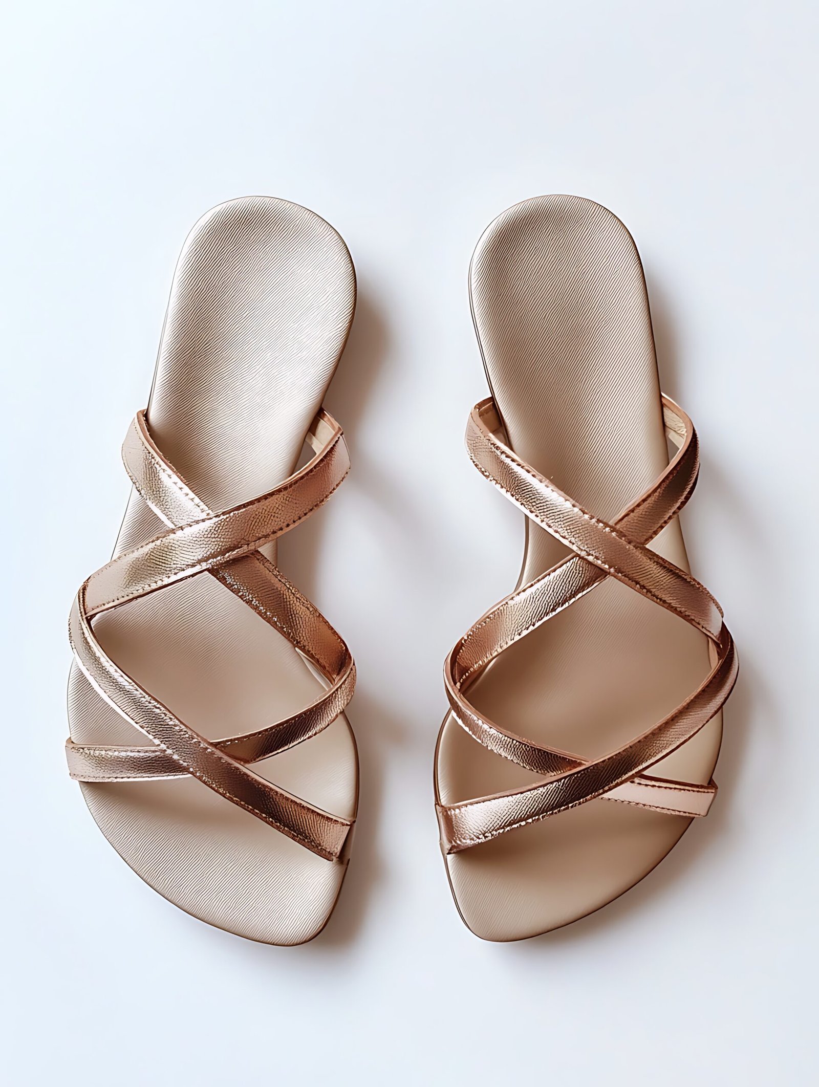 Rose Gold Criss-Cross Slides