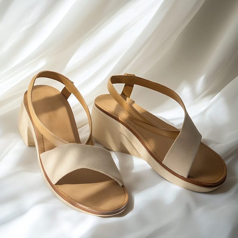 Soft Beige Wedge Sandals