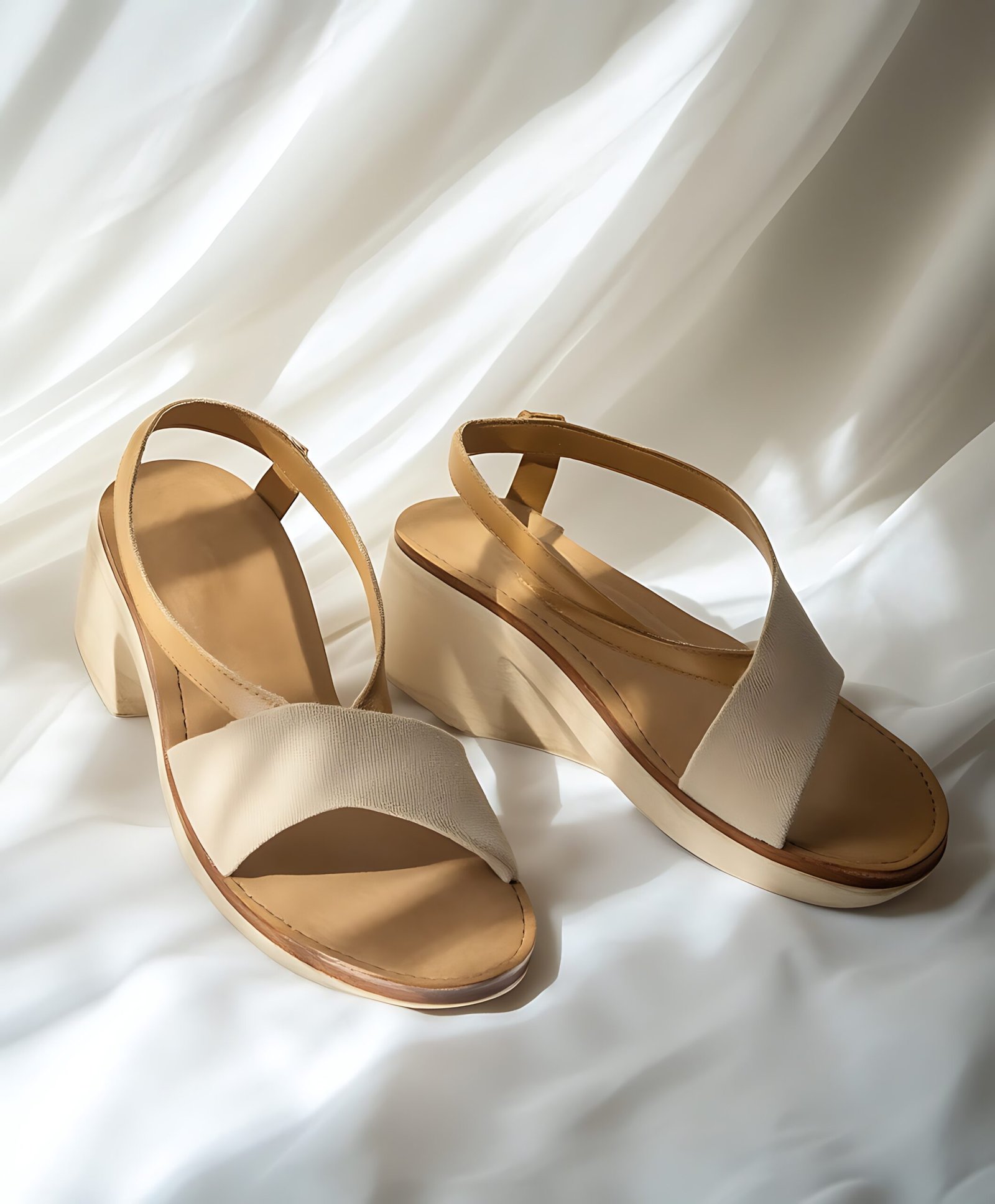 Soft Beige Wedge Sandals