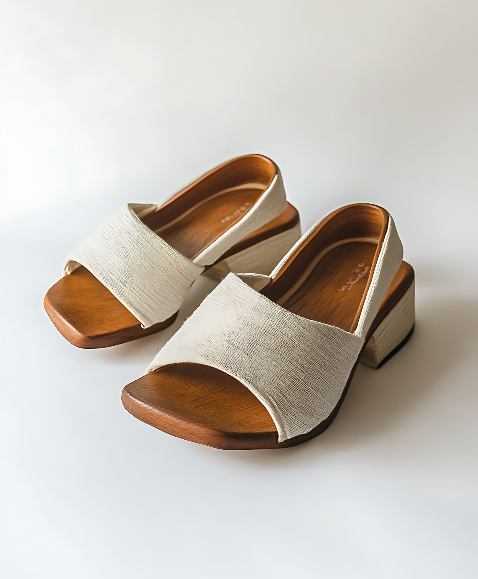Wooden-Sole Slip-On Sandals