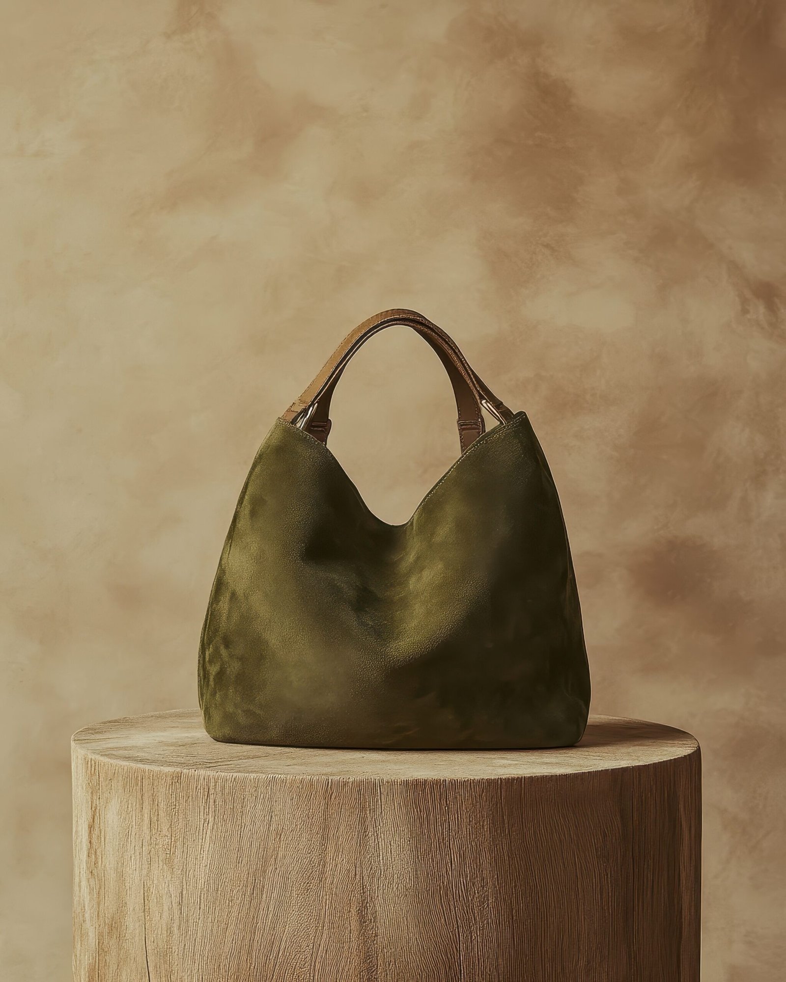 Olive Suede Slouch Bag