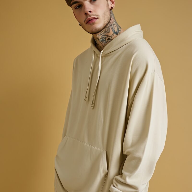 Sand Cream Minimal Hoodie