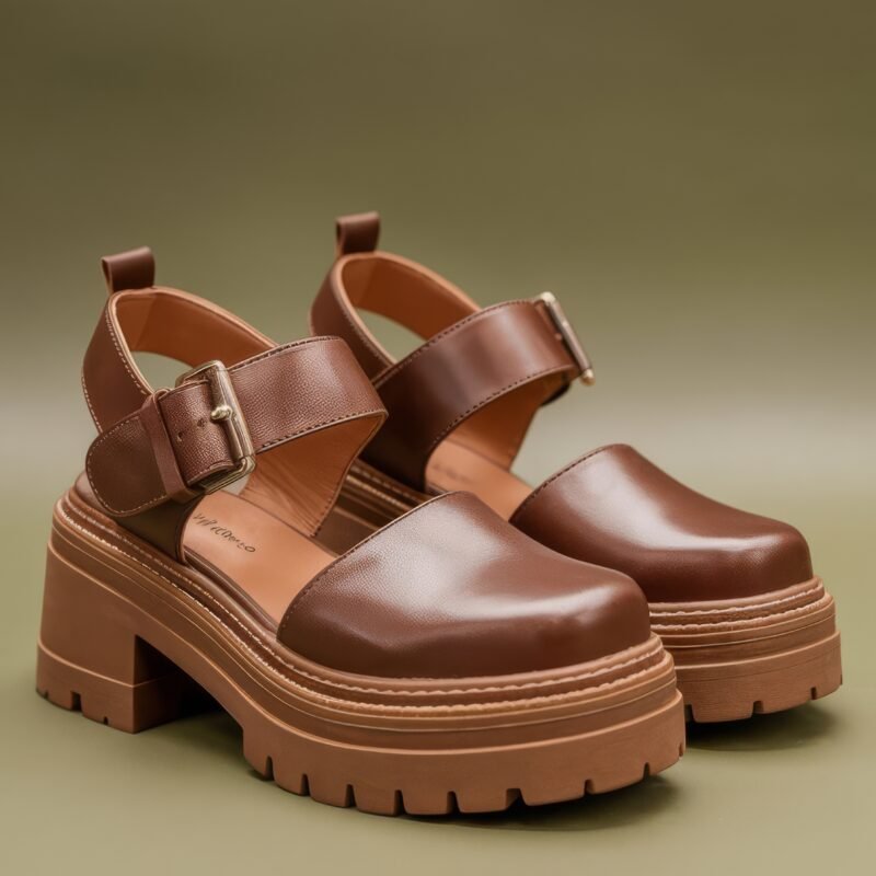 Chunky Buckle Platform Sandals