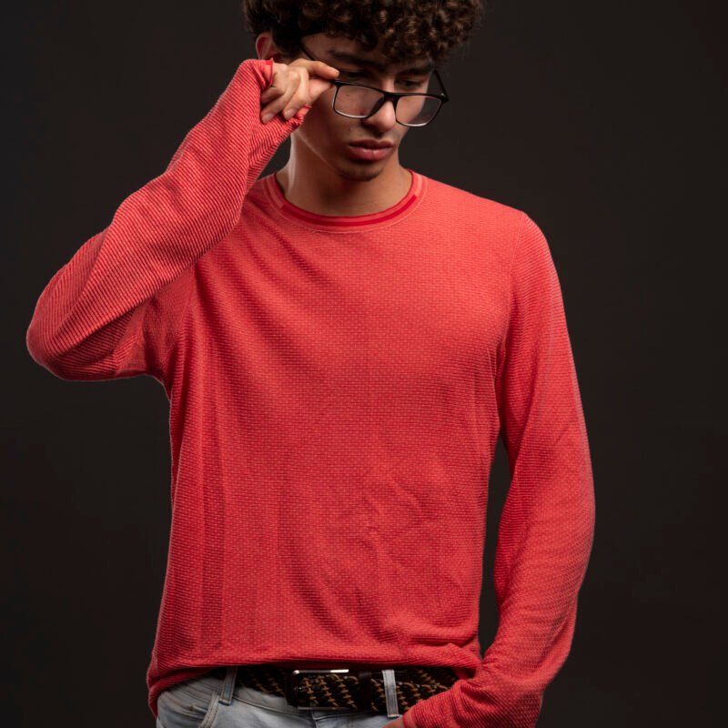Textured Cranberry Long Sleeve Tee